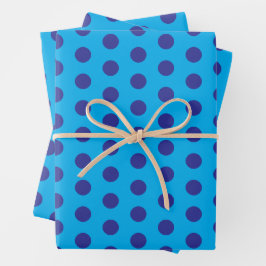 Hoja De Papel De Regalo Lunares Azules sobre Azul 