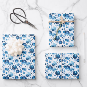 Hoja De Papel De Regalo Lunares Azules sobre Blanco