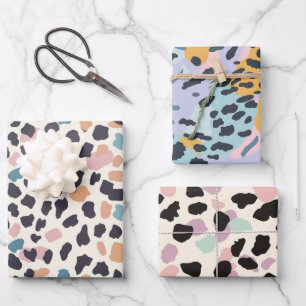 Hoja De Papel De Regalo Lunares de leopardo pastel femenino