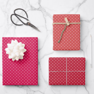 Hoja De Papel De Regalo Lunares diminutos blancos - 3 rojos