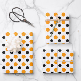 Hoja De Papel De Regalo Lunares Naranjas Y Negros Elegantes