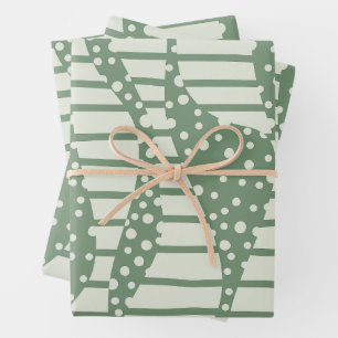 Hoja De Papel De Regalo Lunares y Rayas 2 - Verde