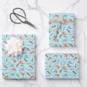 Hoja De Papel De Regalo Lures de pesca en azul Celeste