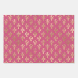 Hoja De Papel De Regalo Lux Gold Fleur de Lis y colores de moda 2021