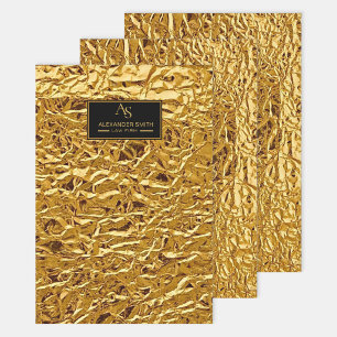 Hoja De Papel De Regalo Luxury Crumpled Gold Foil Texture Elegant Metallic