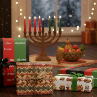 Hoja De Papel De Regalo Luxury Kwanzaa Wrapping Paper Set | Nguzo Saba