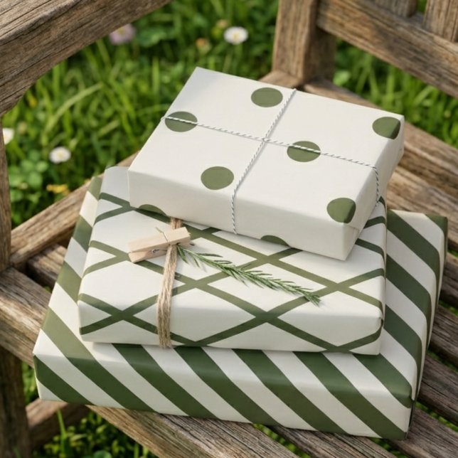 Hoja De Papel De Regalo Madera Oliva Crema Rústico 3 Pack   (Subido por el creador)