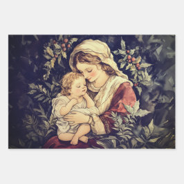 Hoja De Papel De Regalo Madonna and Child Vintage