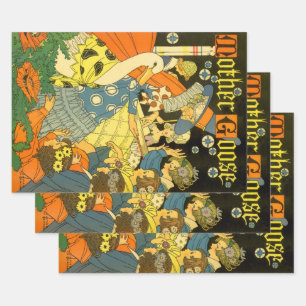 Hoja De Papel De Regalo Madre vieja leyendo libros a sus hijos