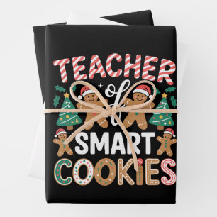 Hoja De Papel De Regalo Maestra De Navidad De Galletas De Jengibre Intelig