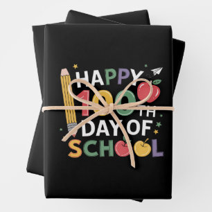 Hoja De Papel De Regalo Maestros del Día 100 de la Escuela Feliz 100 Días
