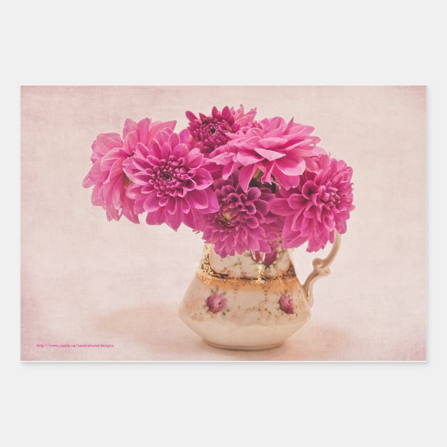 Hoja De Papel De Regalo Magenta Dahlias (Anverso)