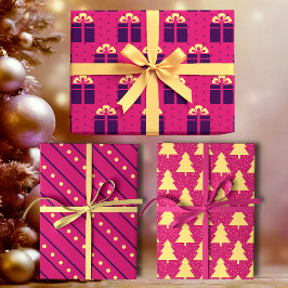 Hoja De Papel De Regalo Magenta Rosa Brillante Moderno Minimalista Femenin