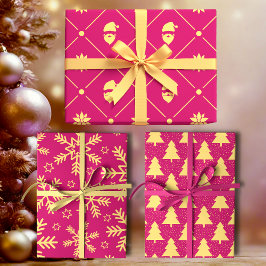 Hoja De Papel De Regalo Magenta y Amarillo Moderno Vacacional
