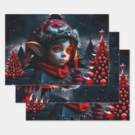 Hoja De Papel De Regalo Magia del elfo gótico bajo la luna llena.