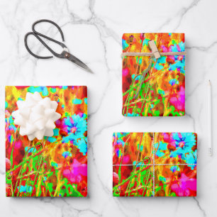 Hoja De Papel De Regalo Magnífica floración colorida Meadow Pop Art