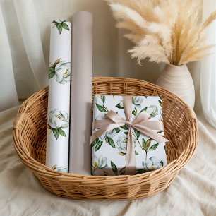Hoja De Papel De Regalo Magnolia blanco suave Boda de novia floral