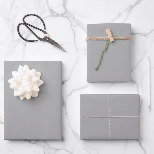 Hoja De Papel De Regalo Mago Gris Sólido (Anverso)