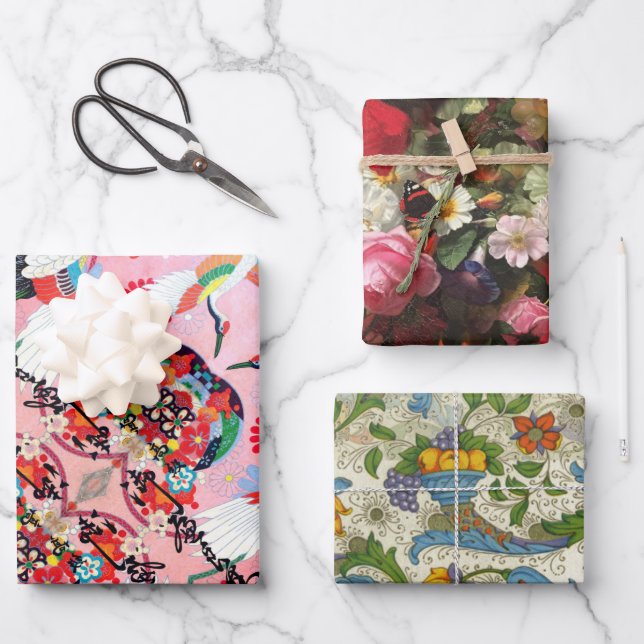 Hoja De Papel De Regalo Mah Jongg Egrets, Positano y Fleuresse (Anverso)