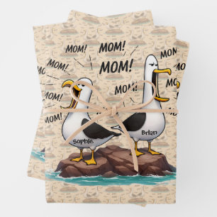Hoja De Papel De Regalo Mamá Gaviota Divertida Personalizada