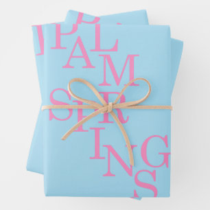Hoja De Papel De Regalo Manantiales De Palma Rosa Y Azul