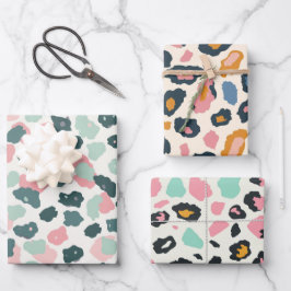 Hoja De Papel De Regalo Manchas de leopardo pastel de menta dorada