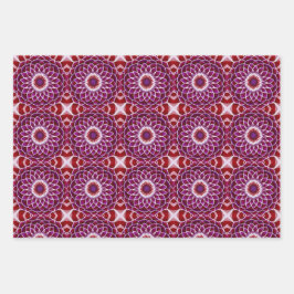 Hoja De Papel De Regalo Mandala blanca púrpura roja