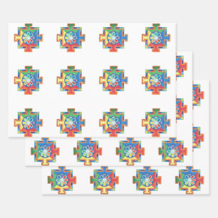 Hoja De Papel De Regalo Mandala de la creación acuarela
