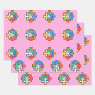 Hoja De Papel De Regalo Mandala de la creación acuarela