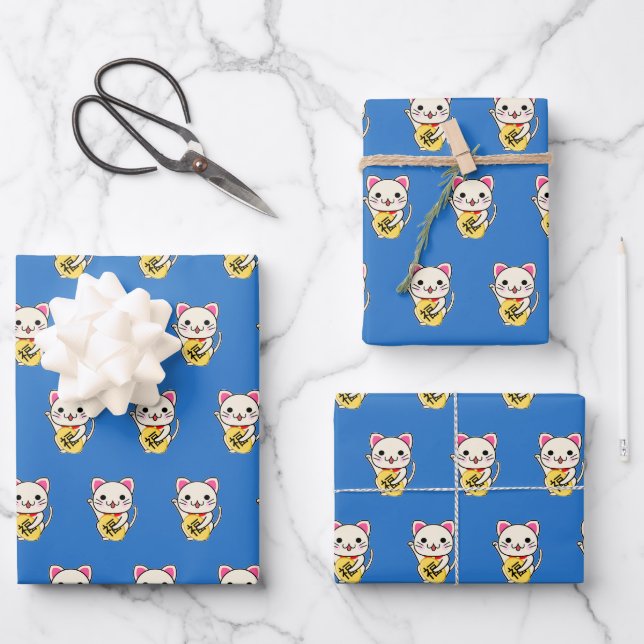 Hoja De Papel De Regalo Maneki Neko - Gato afortunado (Anverso)