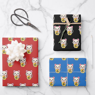Hoja De Papel De Regalo Maneki Neko - Gato afortunado mezclado