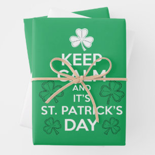 Hoja De Papel De Regalo Mantén la Calma Es el Día de San Patricio Irlandés