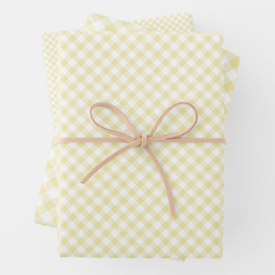 Hoja De Papel De Regalo Mantequilla de Cuadrillé Retro Amarillo