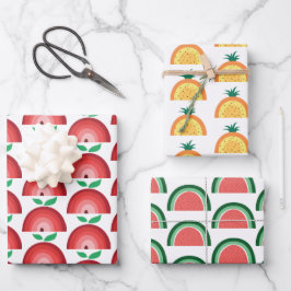 Hoja De Papel De Regalo Manzana, sandía, arvejas de piña