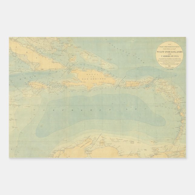 Hoja De Papel De Regalo Mapa antiguo del Mar Caribe (Anverso)