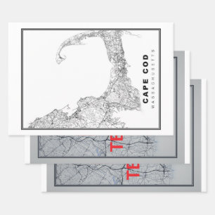 Hoja De Papel De Regalo Mapa de Cape Cod