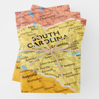 Hoja De Papel De Regalo Mapa de Carolina del Sur