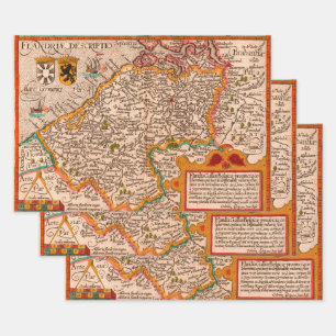 Hoja De Papel De Regalo Mapa del condado de Flandes (1609)