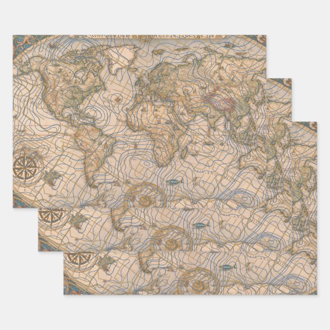 Hoja De Papel De Regalo Mapa Mundi (Set)