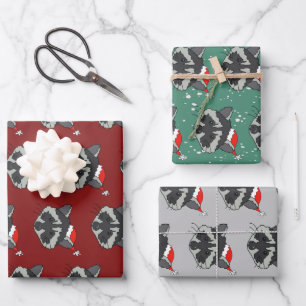 Hoja De Papel De Regalo Mapache de Navidad
