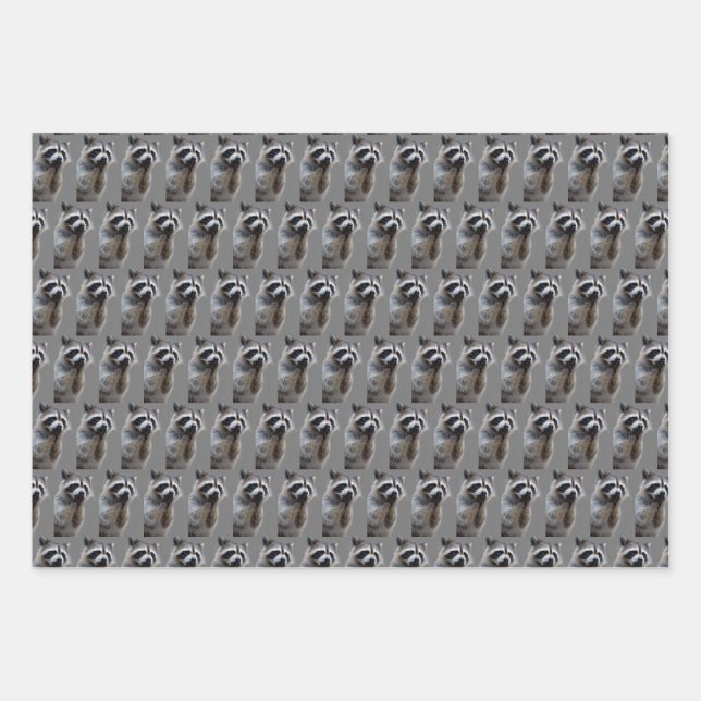 Hoja De Papel De Regalo Mapache Travieso (Anverso)