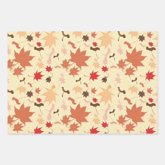 Hoja De Papel De Regalo Maple autumn leaves (Anverso)