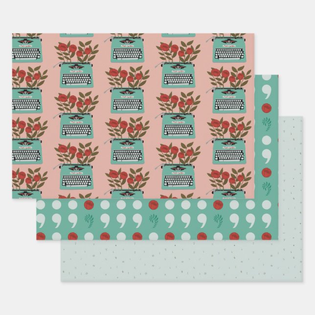 Hoja De Papel De Regalo Máquina de escribir (Set)