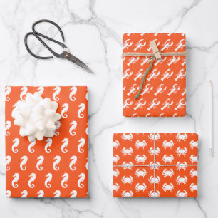 Hoja De Papel De Regalo Mar Náutico Patrón de animales de langosta cabal