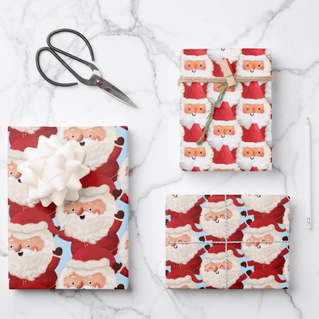 Hoja De Papel De Regalo Marathon Santas Funny Active Sport Bold Navidades (Anverso)