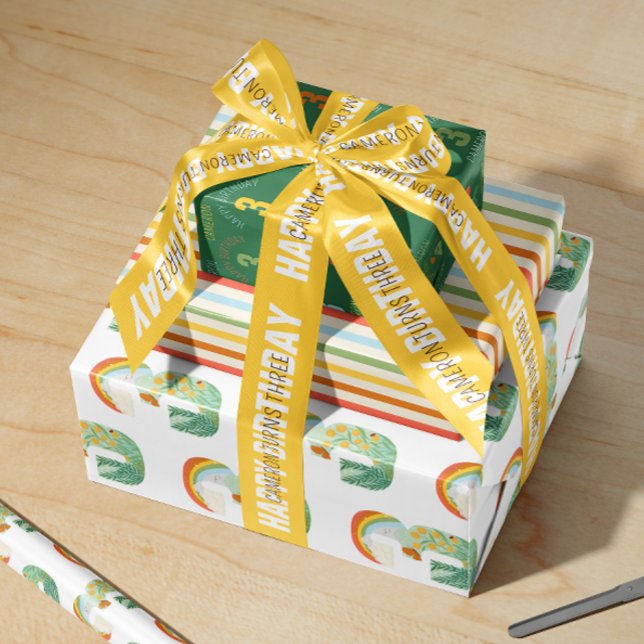 Hoja De Papel De Regalo Maravilla natural salvaje y tres cumpleaños (Young wild and three gender neutral nature inspired gift wrap set of three sheets)