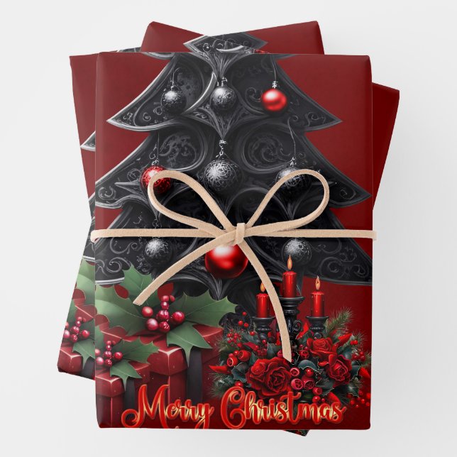 Hoja De Papel De Regalo maravilloso árbol de navidad gótica (In situ)