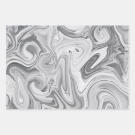 Hoja De Papel De Regalo Marbleized Paint Grays Elegant Wedding Gift