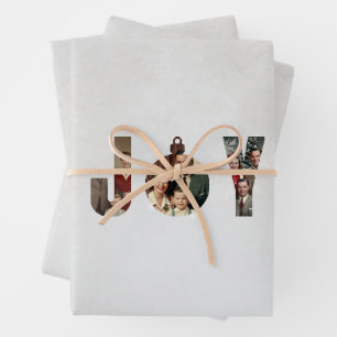 Hoja De Papel De Regalo Marco de Navidad Vintage Familia Joy Foto Copo de