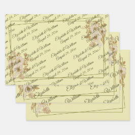 Hoja De Papel De Regalo Marco de Rosa – Monograma Celestial Amarillo Boda